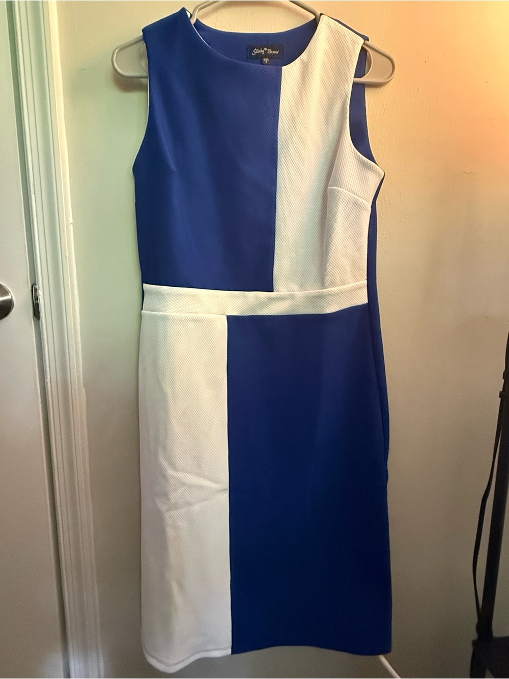 Slinky Brand Blue & White Colorblock Midi Dress